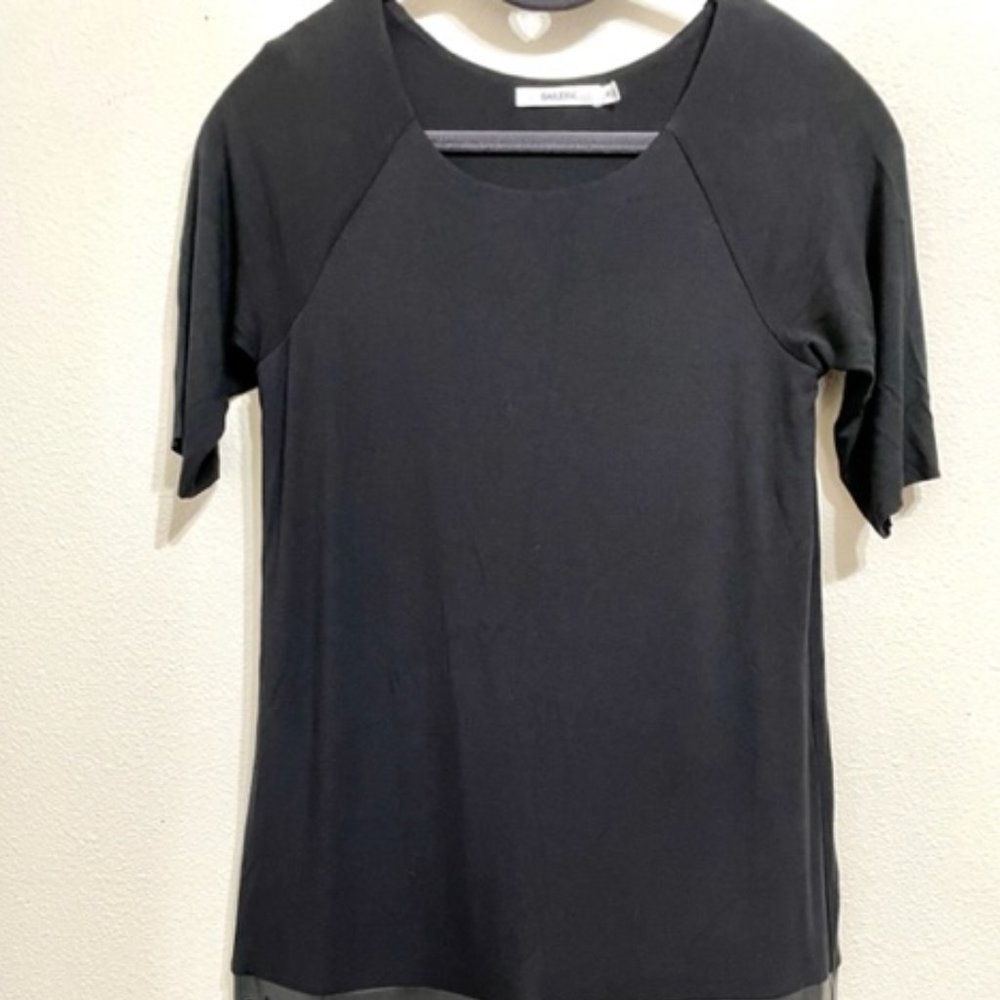 Bailey44 M Black spandex dress faux leather eyelet bottom 'little black dress'